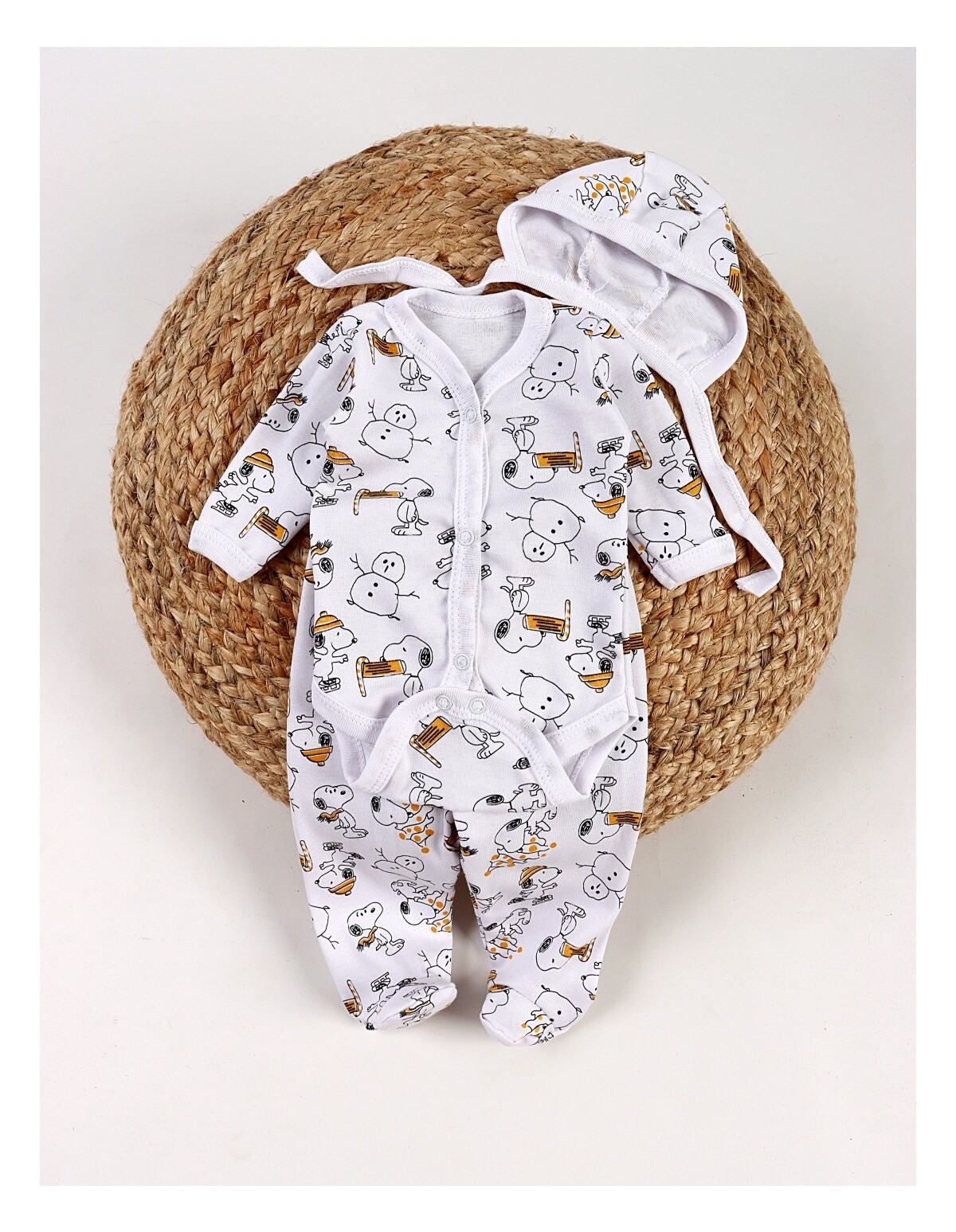 Set greieras bebelusi Snoopy alb-galben