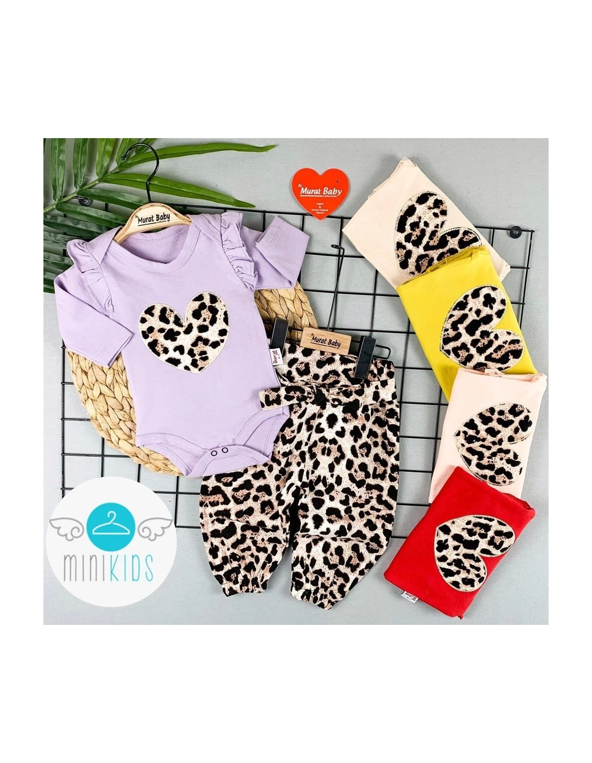 Set leopard inima model rosu