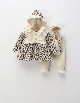 Set premium Amelia, crem-leopard