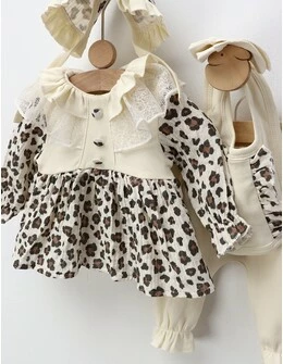 Set premium Amelia, crem-leopard