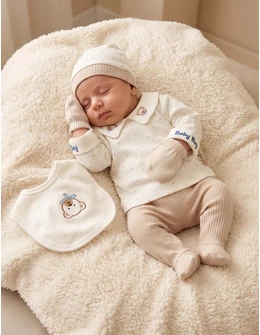 Set premium Baby Boy Andrew, alb-bej