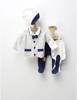 Set premium Baby Boy Maty, alb-albastru