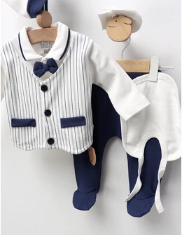 Set premium Baby Boy Maty, alb-albastru