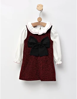 Set Rochita cu fundita si Bluza cu guler, grena