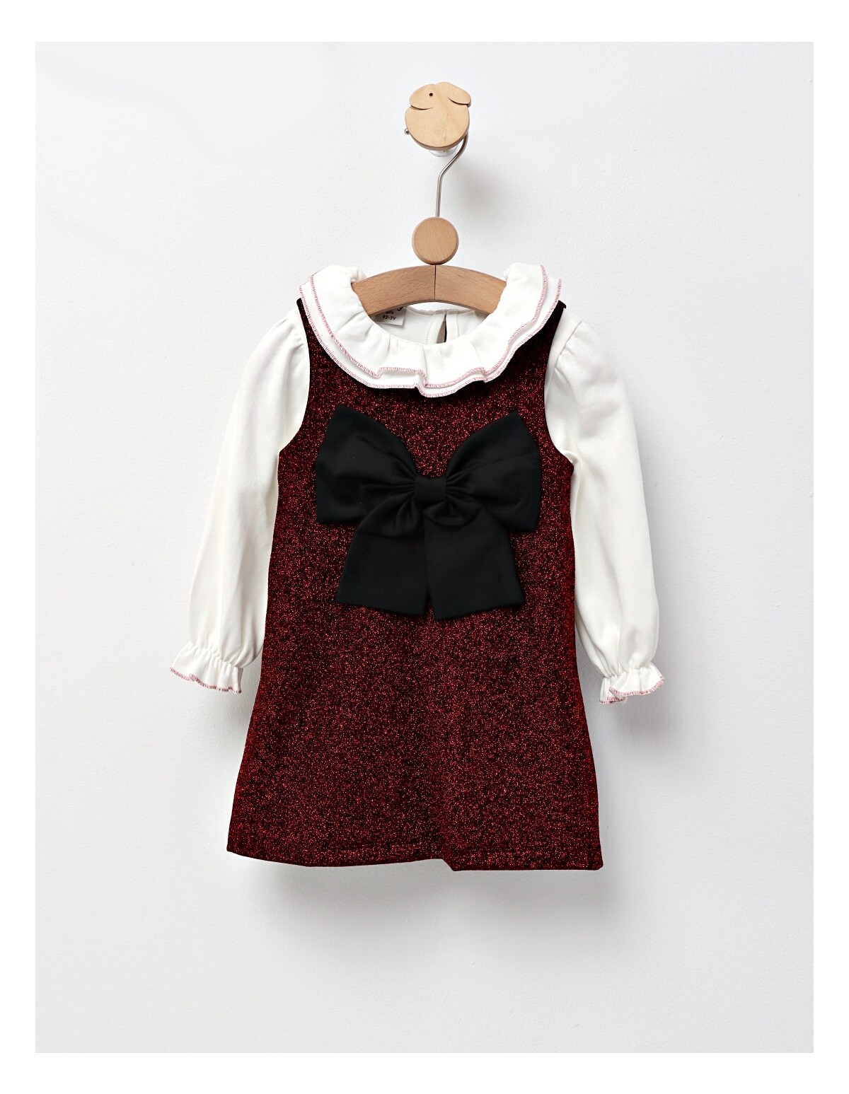 Set Rochita cu fundita si Bluza cu guler, grena