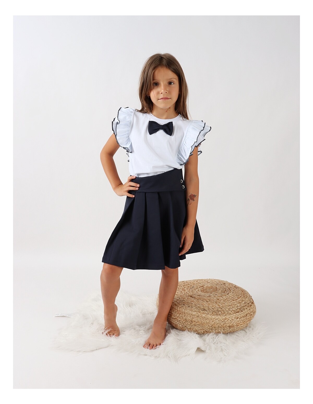 Set scolarita tricou+fusta model bleumarin