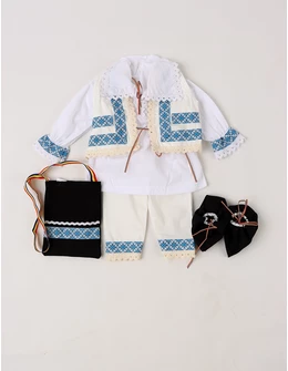 Set Traditional 6 piese, Dragos, alb-albastru