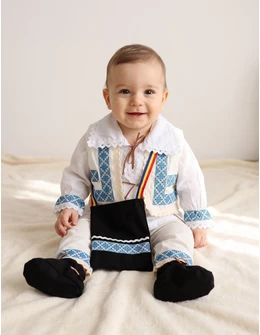 Set Traditional 6 piese, Dragos, alb-albastru