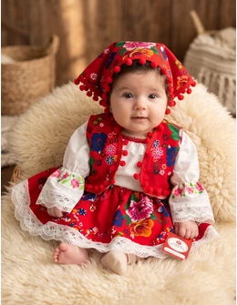Set traditional Cneajna, alb-rosu
