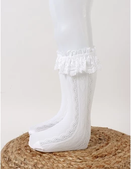 Sosete cu dantela, Mara, alb