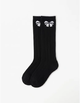 Sosete lungi negru cu funda alba