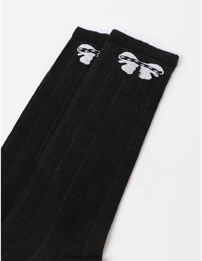 Sosete lungi negru cu funda alba picture - 4