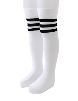 Sosete lungi stil dres licra MICRO, alb cu dungi negre