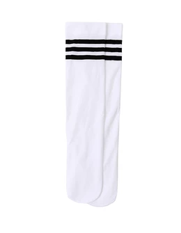 Sosete lungi stil dres licra MICRO, alb cu dungi negre