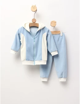 Trening de catifea Romania albastru deschis-alb