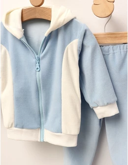 Trening de catifea Romania albastru deschis-alb