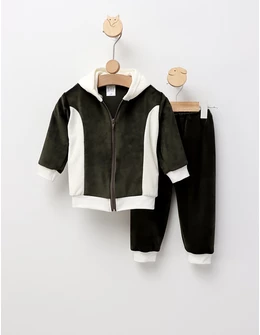 Trening de catifea Romania gri inchis-alb