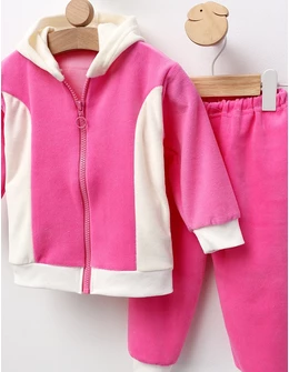 Trening de catifea Romania roz-alb