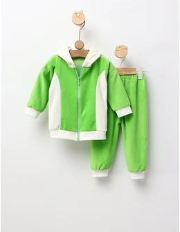 Trening de catifea Romania verde deschis-alb