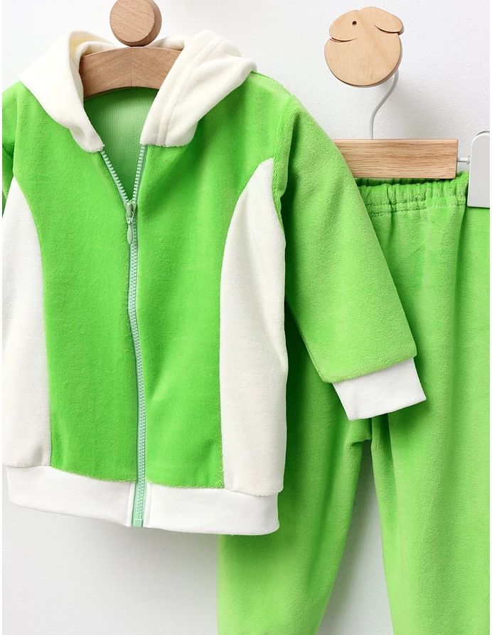 Trening de catifea Romania verde deschis-alb picture - 2