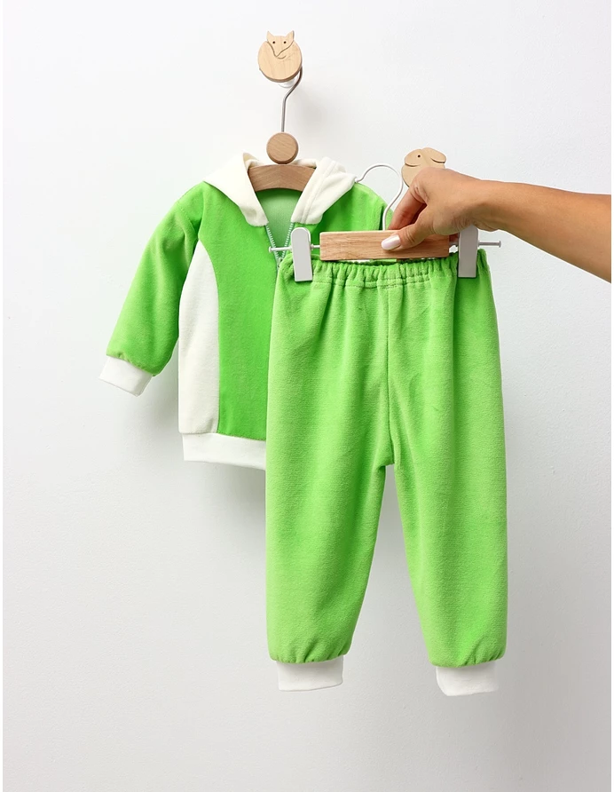 Trening de catifea Romania verde deschis-alb picture - 3