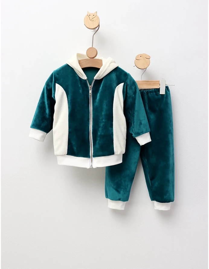 Trening de catifea Romania verde inchis-alb picture - 2