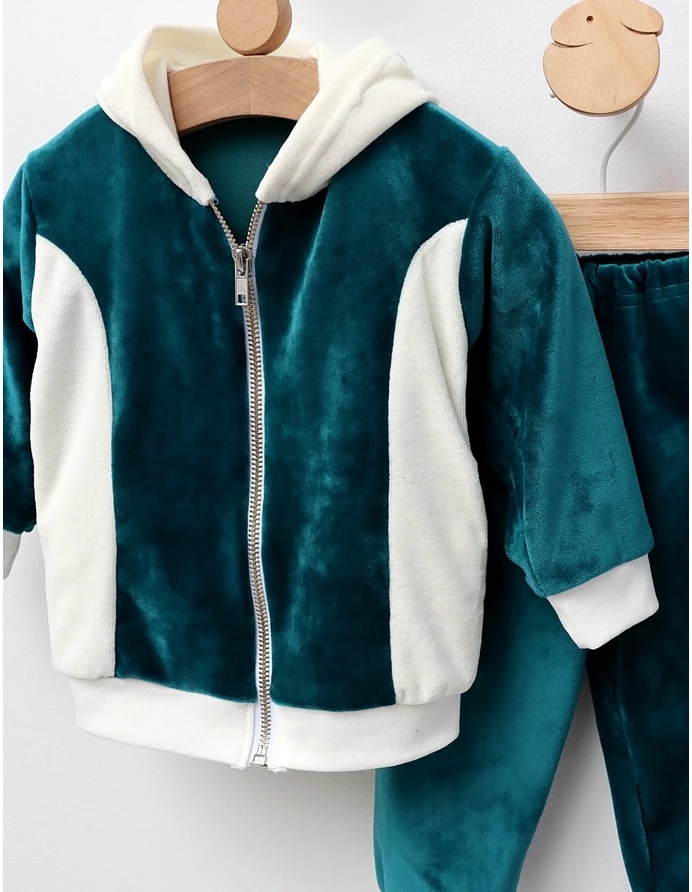 Trening de catifea Romania verde inchis-alb picture - 3