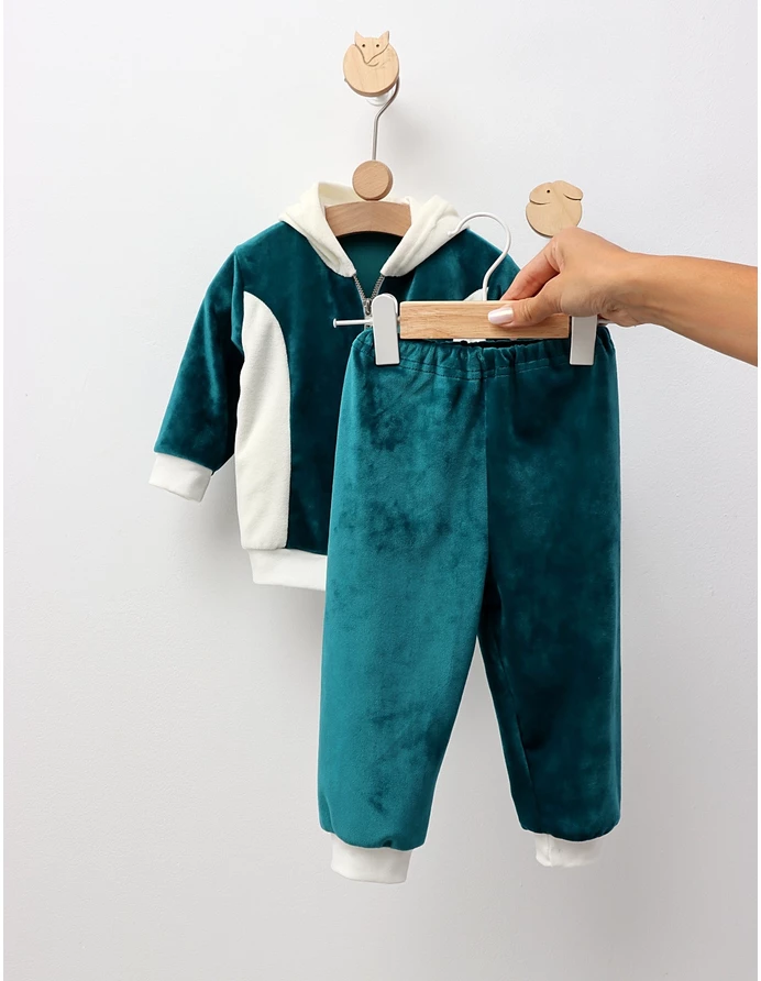 Trening de catifea Romania verde inchis-alb picture - 4