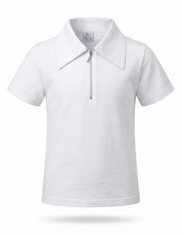 Tricou fetite polo premium fermoar, alb