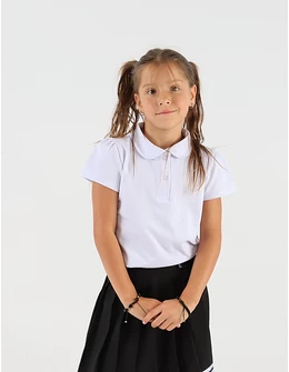Tricou pentru fetite stil POLO model alb