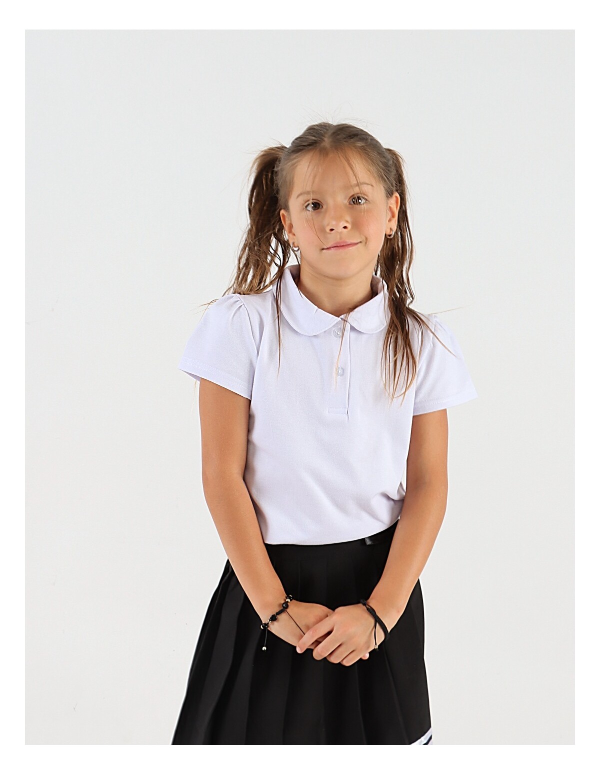 Tricou pentru fetite stil POLO model alb