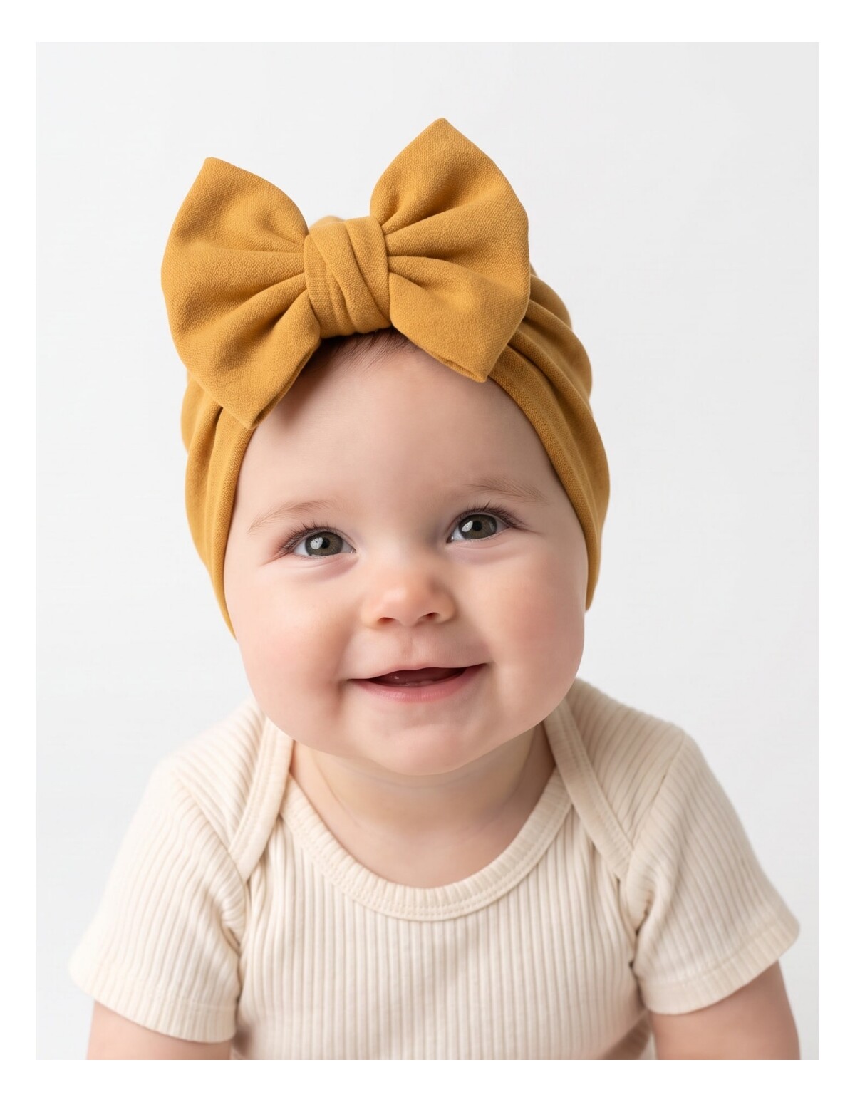 Turban cu fundita SELLY galben mustar MD3
