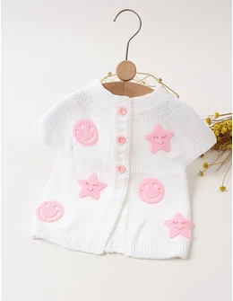 Vesta PNA cu Smiley Face si Stelute, alb