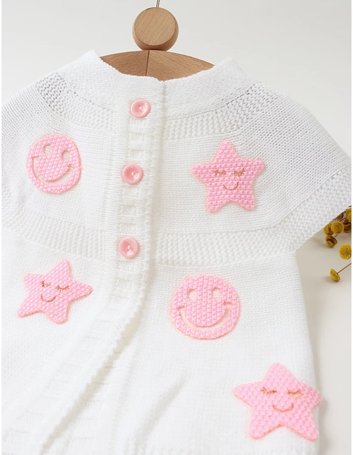 Vesta PNA cu Smiley Face si Stelute, alb picture - 2