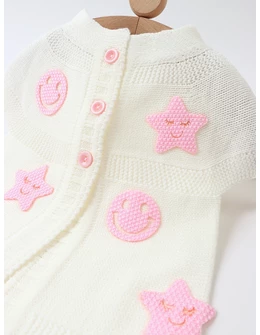 Vesta PNA cu Smiley Face si Stelute, ecru