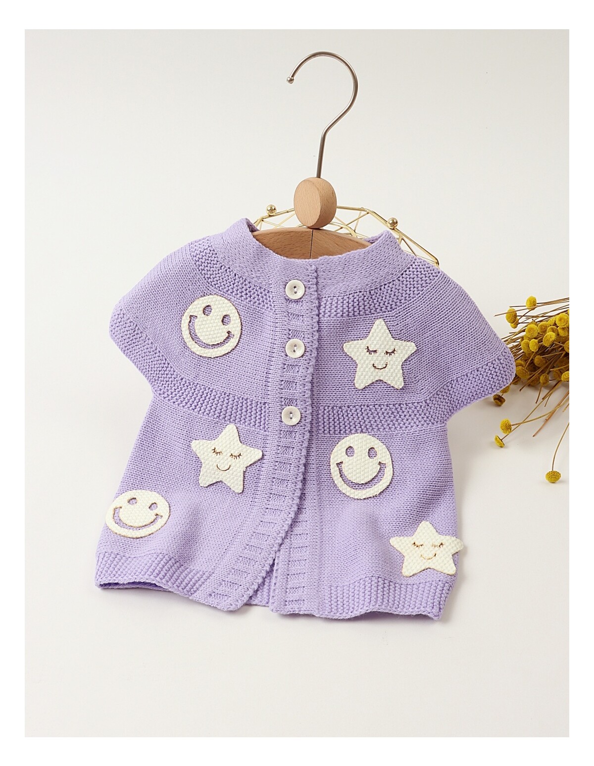 Vesta PNA cu Smiley Face si Stelute, mov