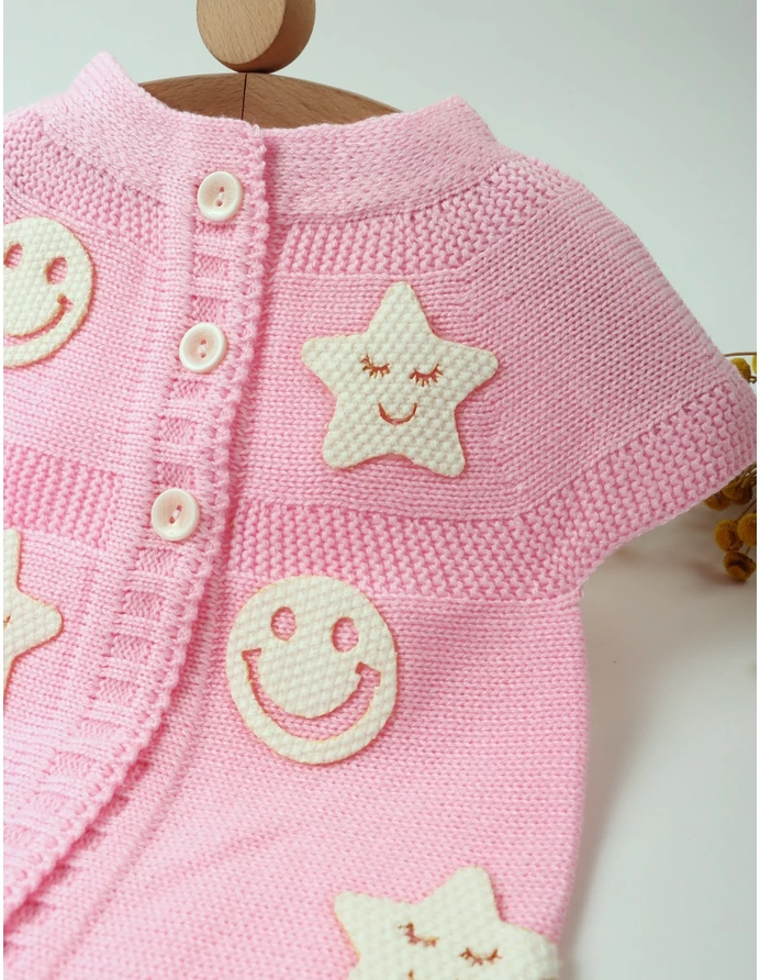 Vesta PNA cu Smiley Face si Stelute, roz picture - 2