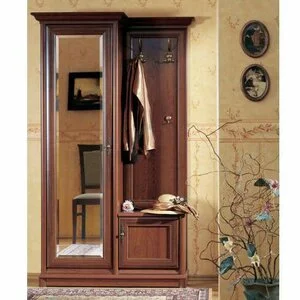 Antreu Sonata, Cuier Și Spații Depozitare Cu Oglindă, PAL Cu Cadru MDF, 110x43x204.5 cm, Castan