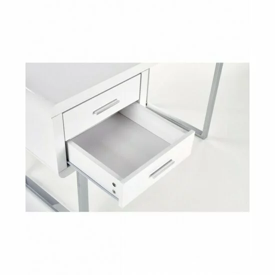 Birou B30 alb 120x55x76 cm din MDF lucios cu structură metalică cromată picture - 3