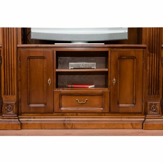 Bibliotecă Emily, spații depozitare multiple, lemn masiv Paltin și panel furniruit, 447x41x238 cm, finisaj nuc picture - 4