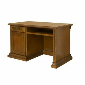 Birou Sonia, design elegant, lemn masiv Paltin și MDF furniruit, 140x75x81 cm, finisaj nuc