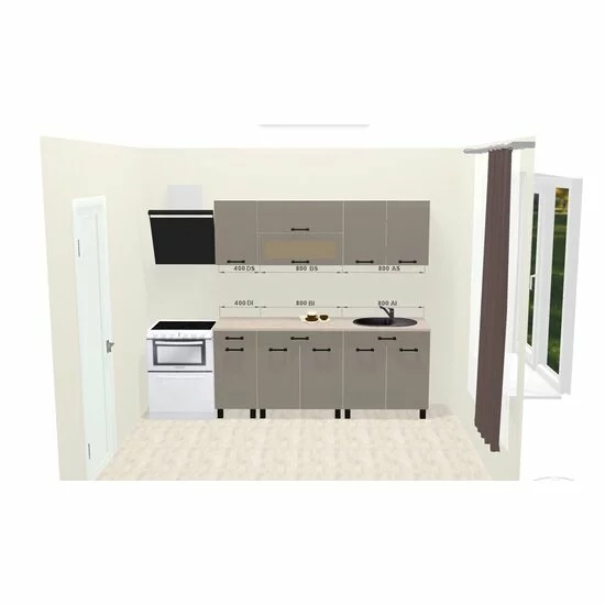 Bucătărie Iris Gri, set modular, PAL melaminat, 280 cm, Gri picture - 3