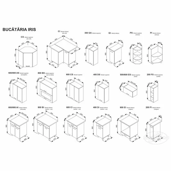 Bucătărie Iris Gri, set modular, PAL melaminat, 280 cm, Gri picture - 6