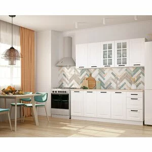 Bucătărie Skandi, modulară, fronturi MDF infoliate, carcasă PAL, lungime 200 cm, alb