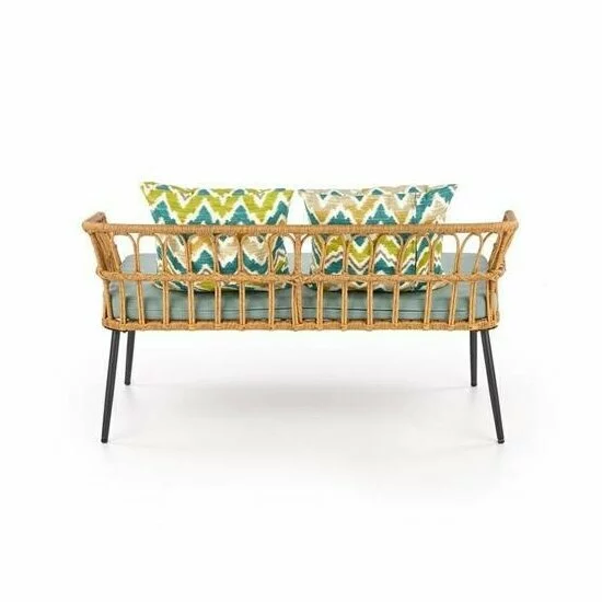 Canapea Gardena 2S, rattan sintetic și cadru metalic, 140x58x71 cm, natur picture - 3