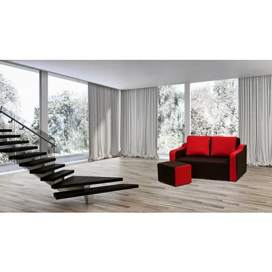 Canapea extensibilă Lena Modern, negru 150 cm, suprafata de dormit - 120x190 cm, 2 locuri, tabureți integrați picture - 3