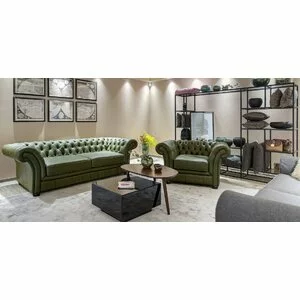 Canapea extensibilă Chesterfield, 3 locuri, structură din lemn masiv, 228x106 cm, culoare la alegere
