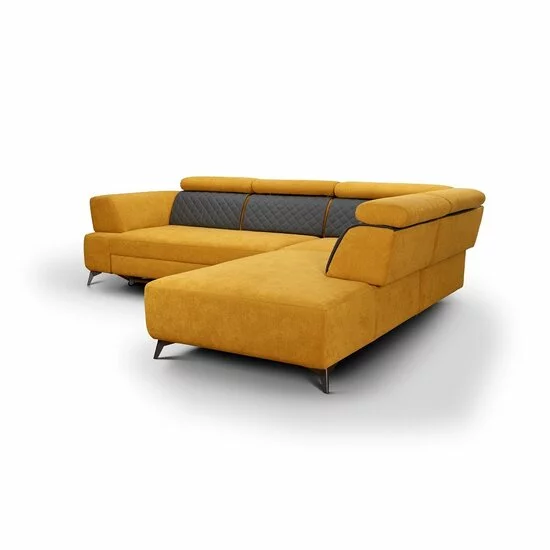 Colțar extensibil Diamond, culoare personalizabila - 311x257 cm, tetiere rabatabile și spătar reglabil, cadru lemn și poliuretan picture - 12