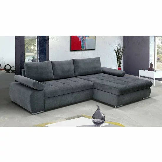 Colțar Inferno extensibil, stofă Aston 17, ladă depozitare, brațe reglabile, arcuri sinusoidale, 294x174x88 cm, gri picture - 9