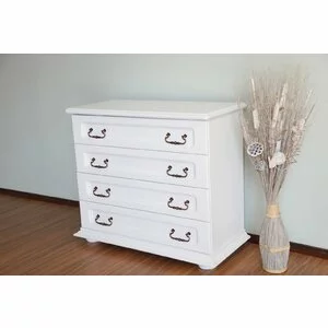 Comodă Elena cu 4 sertare, finisaj alb, din PAL melaminat, 96x44x84 cm